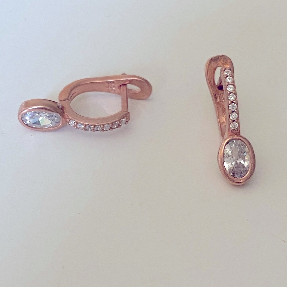 925 Silver cz hoop earrings 14k rose gold plated